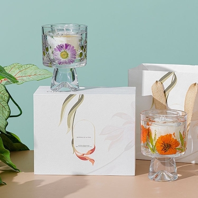 Velas излечивая бессмертной свечу чашки Кристл стекла цветка надушенную ароматерапией с сумкой