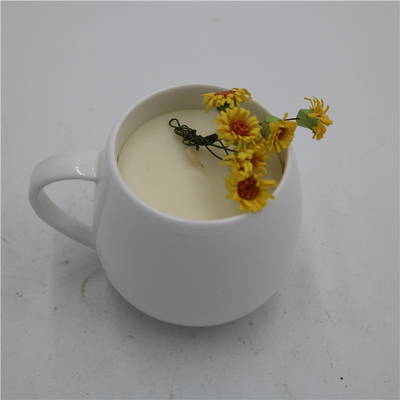 Свеча чашки чая воска сои керамическая душила штейновый белый круг 6oz